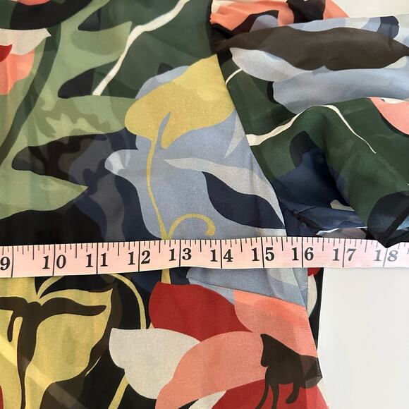 Rebecca Taylor Botanical Garden Mock Neck Blouse Size 2 Black Combo Silk Blend - Picture 8 of 14